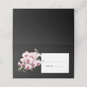 Rosa Orchid Black Guest Tischnummer Platzkarte (Außenseite Aufgefaltet)