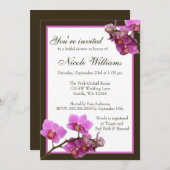 Rosa Orchid-Blume-Brautparty Einladung (Vorne/Hinten)