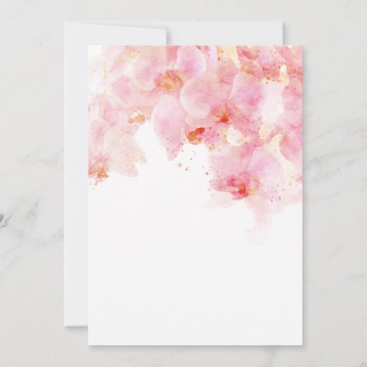 Rosa Orchid Blume Einladung (Rückseite)