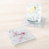 Rosa Orchid-Blume Glasuntersetzer (Schrägansicht)