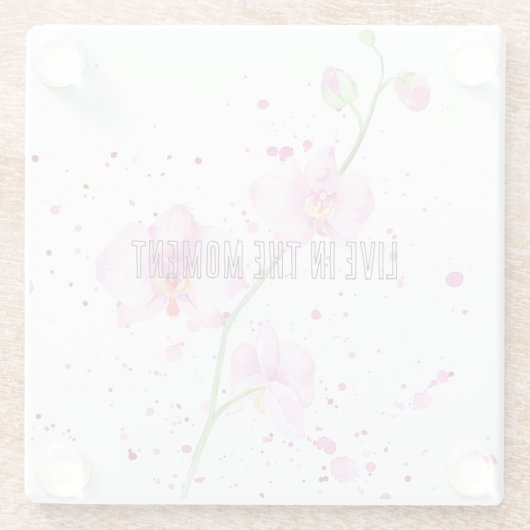 Rosa Orchid-Blume Glasuntersetzer (Rückseite)