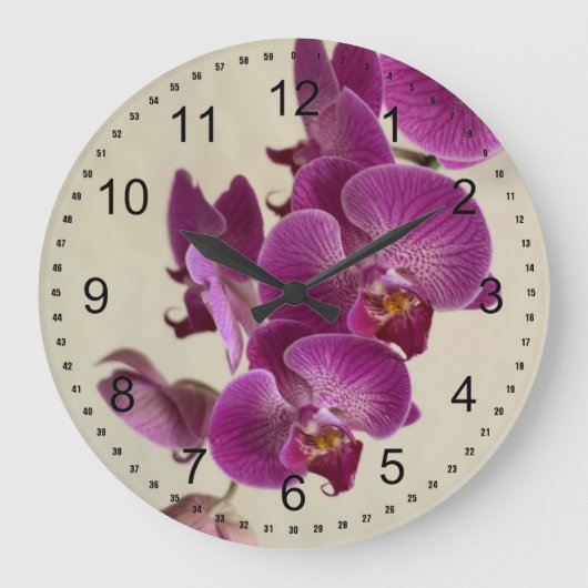 Rosa Orchid-Blume Große Wanduhr (Vorderseite)