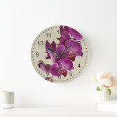 Rosa Orchid-Blume Große Wanduhr (Zuhause)