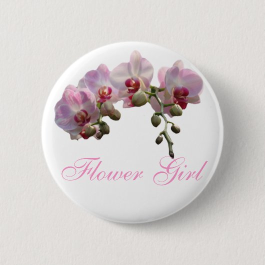 Rosa orchid Blume Hochzeitsknopf Button (Vorderseite)