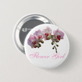 Rosa orchid Blume Hochzeitsknopf Button (Vorne & Hinten)
