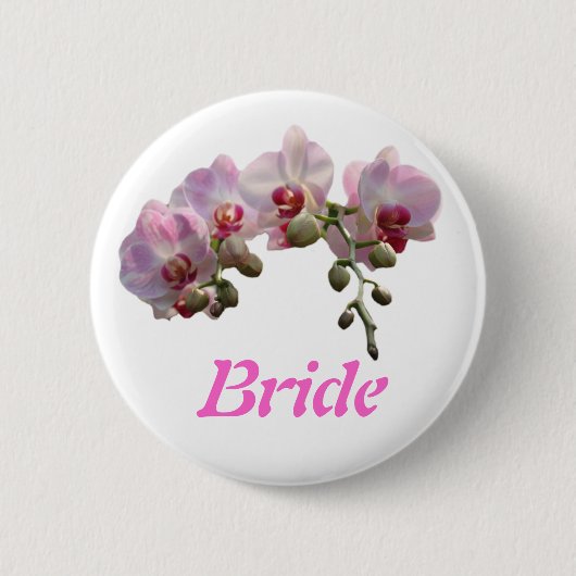 Rosa orchid Blume Hochzeitsknopf Button (Vorderseite)