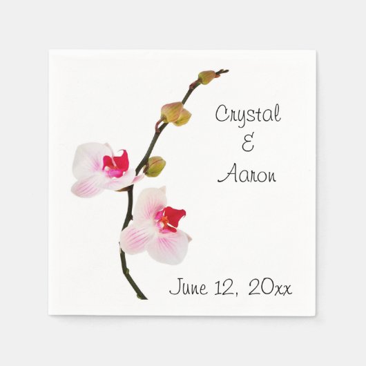 Rosa Orchid Blume Hochzeitspapier Napkins Serviette (Vorderseite)