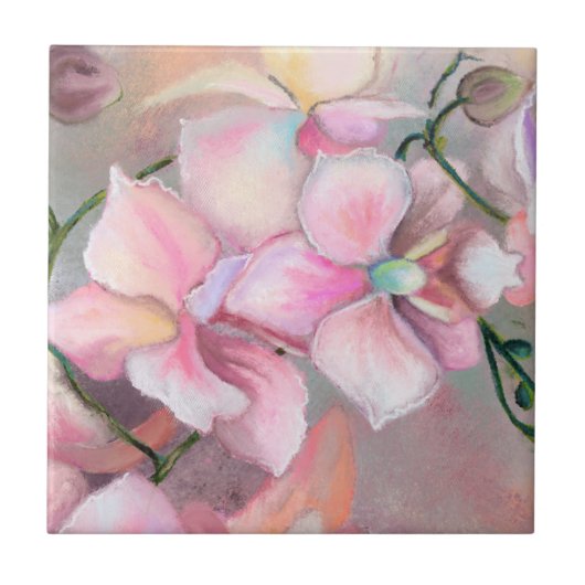 Rosa Orchid-Blume Keramik Tile Fliese (Vorderseite)