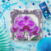 Rosa Orchid-Blume Pappteller (Party)