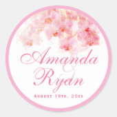 Rosa Orchid Blume Runder Aufkleber (Vorderseite)