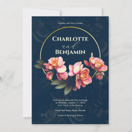 Rosa Orchid-Blume | Rundrahmen | Hochzeit Einladung