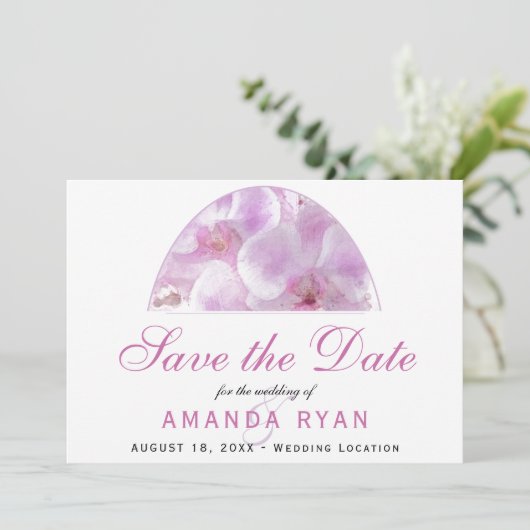 Rosa Orchid Blume Save The Date (Stehend Vorderseite)