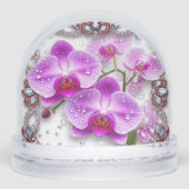 Rosa Orchid-Blume Schneekugeln (Vorderseite)