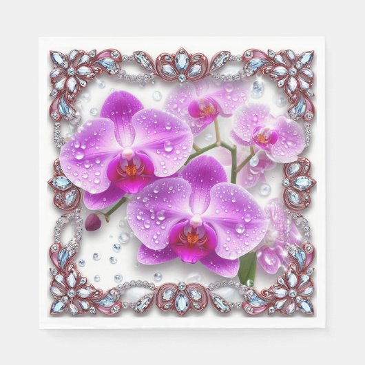 Rosa Orchid-Blume Serviette (Vorderseite)