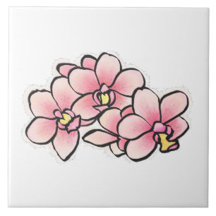 Rosa Orchid-Blume Watercolor-Design Fliese