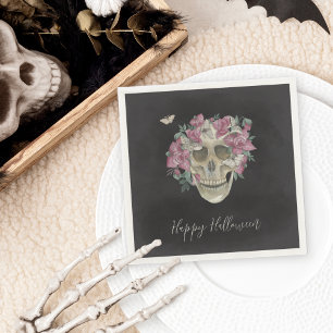 Rosa Orchid Blumenschädel Halloween-Party Serviette
