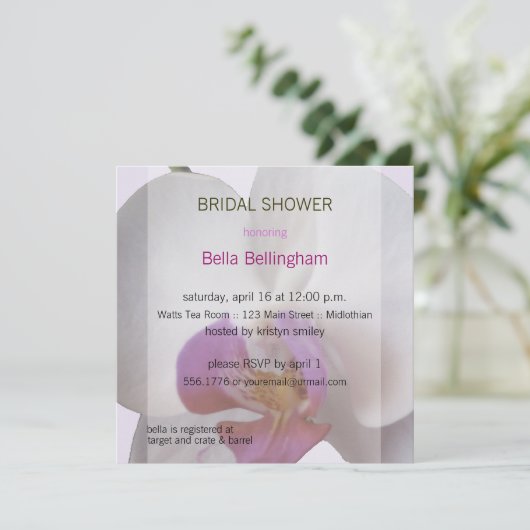 Rosa Orchid Brautdusche Einladung (Stehend Vorderseite)