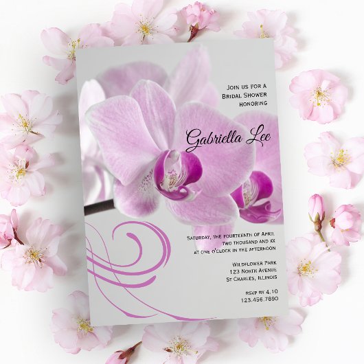 Rosa Orchid Elegance Bridal Dusche Einladung