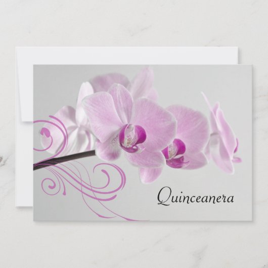 Rosa Orchid Elegance Quinceanera Einladung (Vorderseite)