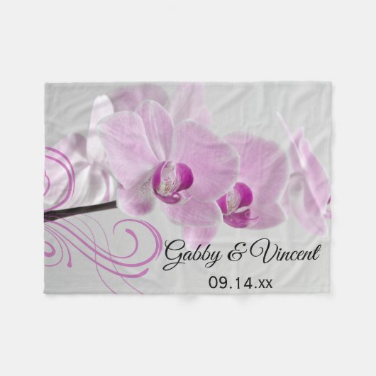 Rosa Orchid Elegance Wedding Fleecedecke (Vorderseite (Horizontal))
