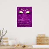 Rosa Orchid Gold Confetti Makeup Lashes Preisliste Poster (Küche)