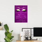 Rosa Orchid Gold Confetti Makeup Lashes Preisliste Poster (Heimbüro)