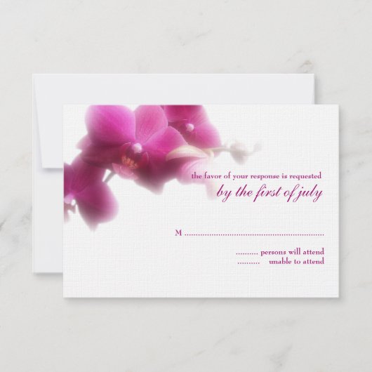 Rosa Orchid-Hochzeitskarte RSVP Karte (Vorderseite)