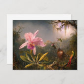 Rosa Orchid und Drei Humingvögel Einladungen (Vorne/Hinten)