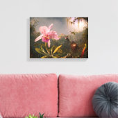 Rosa Orchid und Drei Hummingvögel Leinwanddruck (Insitu (Wohnzimmer))