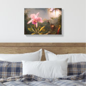 Rosa Orchid und Drei Hummingvögel Leinwanddruck (Insitu (Schlafzimmer))