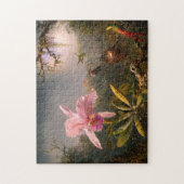 Rosa Orchid und Drei Hummingvögel Puzzle (Vertikal)