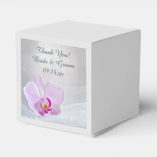 Rosa Orchid und White Bridal Veil Hochzeit Geschenkschachtel (Rückseite)