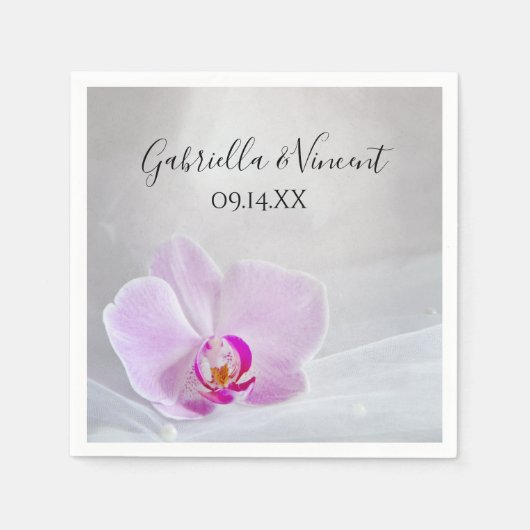 Rosa Orchid und White Bridal Veil Hochzeit Serviette (Vorderseite)