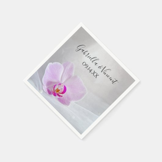 Rosa Orchid und White Bridal Veil Hochzeit Serviette (Ecke)