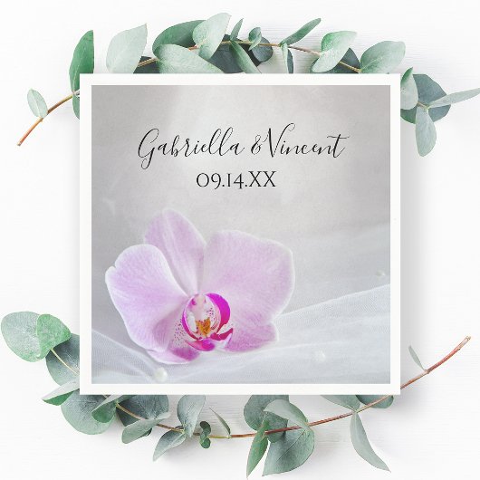 Rosa Orchid und White Bridal Veil Hochzeit Serviette