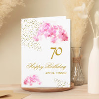 Rosa Orchid Watercolor Gold Glitzer 70. Geburtstag
