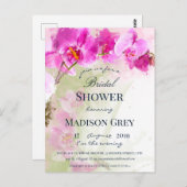 Rosa Orchid Watercolor Splash Brautparty Postkarte (Vorne/Hinten)