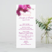 Rosa Orchid Wedding Menu Menükarte (Stehend Vorderseite)