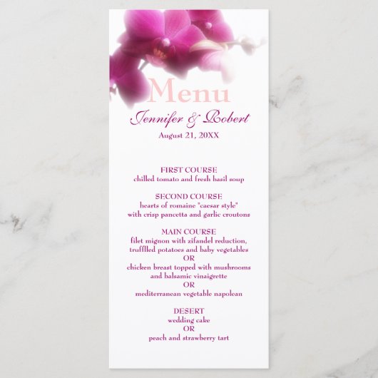Rosa Orchid Wedding Menu Menükarte (Vorderseite)