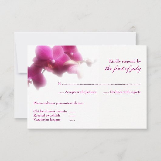 Rosa Orchid Wedding RSVP Card Karte (Vorderseite)