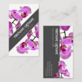 Rosa orchide Blume blüht elegant grau diagonal Visitenkarte (Vorne/Hinten)