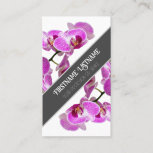 Rosa orchide Blume blüht elegant grau diagonal Visitenkarte
