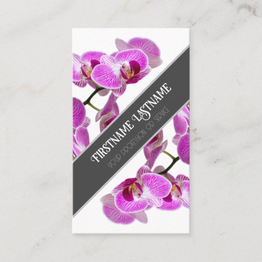 Rosa orchide Blume blüht elegant grau diagonal Visitenkarte (Vorderseite)