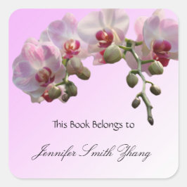 Rosa orchide Blume, Buchkleber. Quadratischer Aufkleber