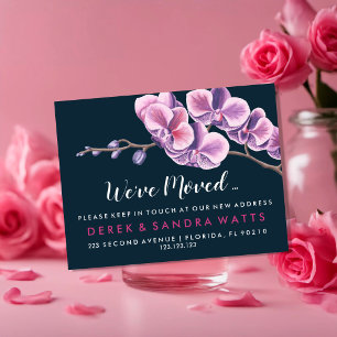  rosa Orchidee Adressänderung wir sind umgezogen  Ankündigungspostkarte