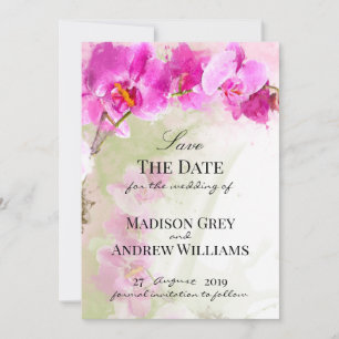 Rosa Orchidee Aquarell-Splash Save-the-Date Save The Date