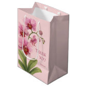 Rosa Orchidee Geschäft Dankeschön Geschenktüte (Vorderseite Schrägansicht)