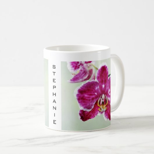 Rosa Orchidee Kaffeetasse (VorderseiteRechts)