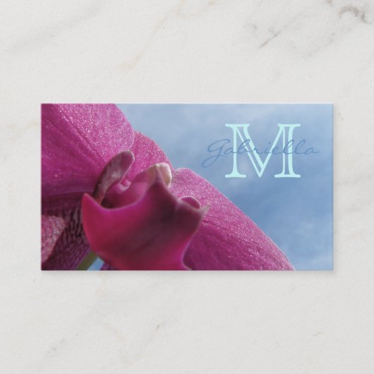 Rosa Orchidee: Monogramm-Visitenkarten Visitenkarte (Vorderseite)