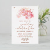 Rosa Orchideen Aquarell Altes Papier Hochzeitsgold Folieneinladung (Stehend vorne)